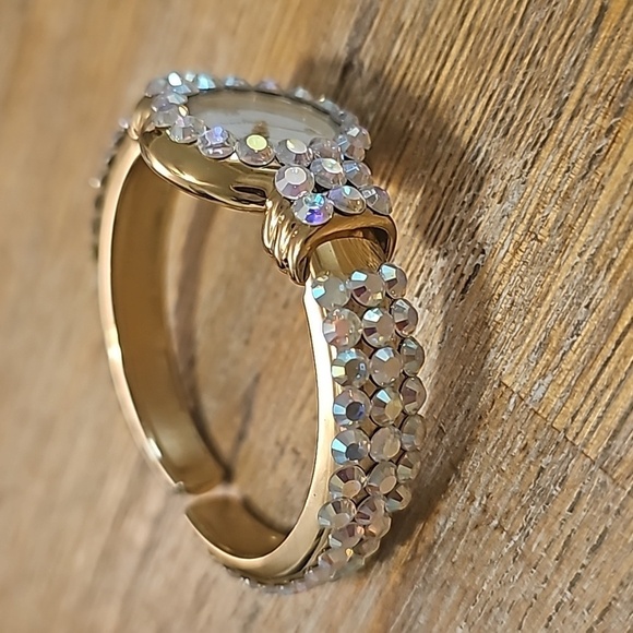 Vintage Vernier AB Swarovski Crystal Cuff Bracelet Watch - Picture 8 of 10